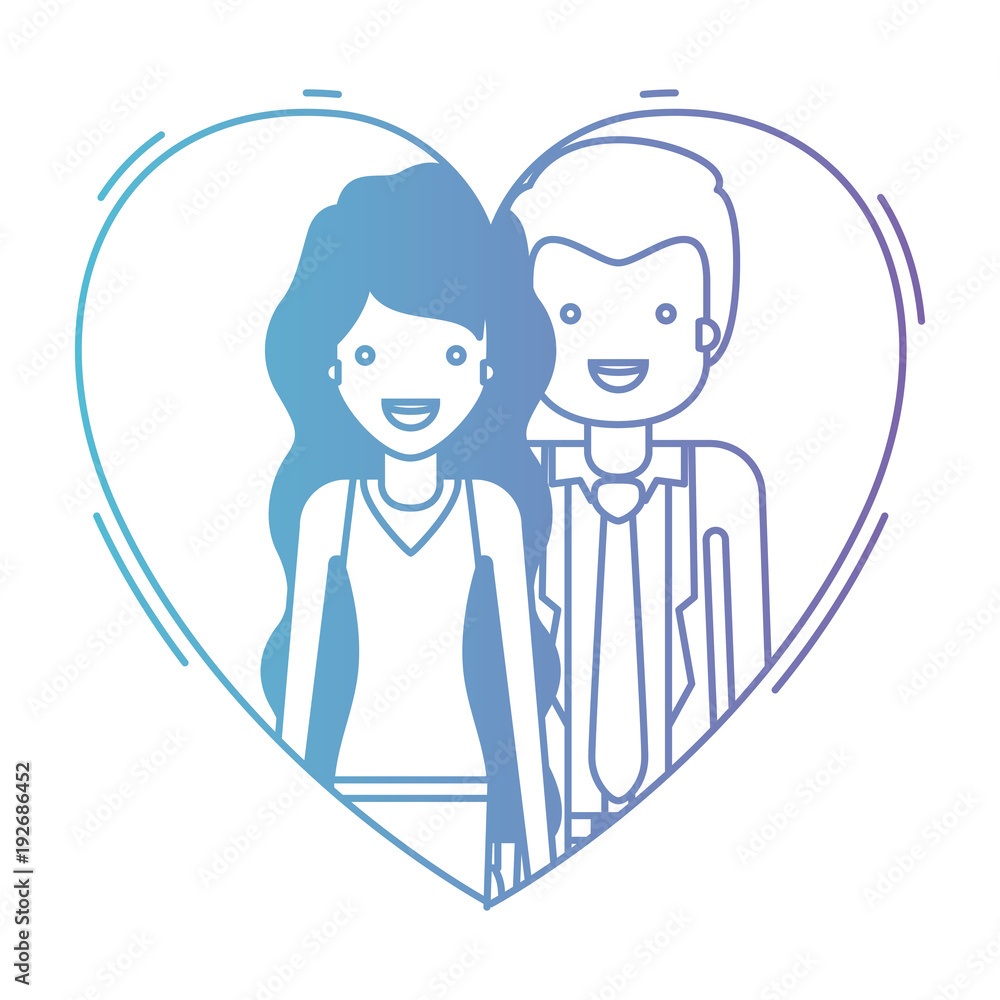 couple inside heart characters vector illustration design couple inside heart characters vector illustration design