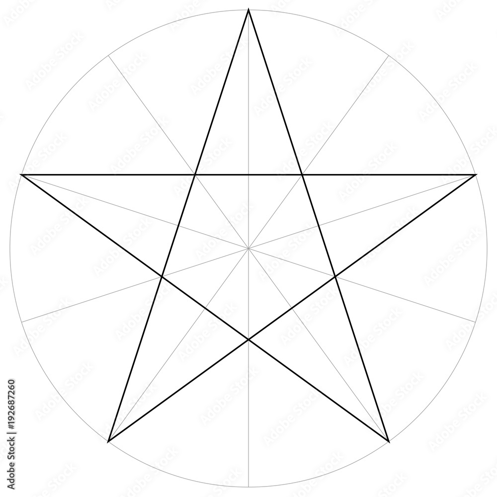 Correct Form Shape Template Geometric Shape Of The Pentagram Five Pointed  Star, Vector Drawing The Pentagram In A Circle By Sector, Template Stock  Vector | Adobe Stock