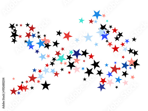 American Patriotic Deign, Vector Blue, Red, White Stars Confetti. Labor, Independence, Memorial Day, 4th of July Election Frame. American Patriotic Design, UK, Australia Freedom Falling Stars Texture.