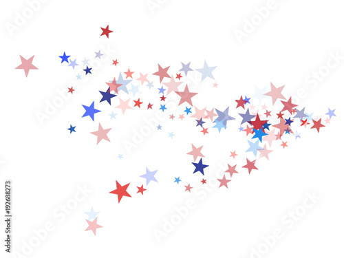 American Patriotic Deign, Vector Blue, Red, White Stars Confetti. Labor, Independence, Memorial Day, 4th of July Election Frame. American Patriotic Design, UK, Australia Freedom Falling Stars Texture.