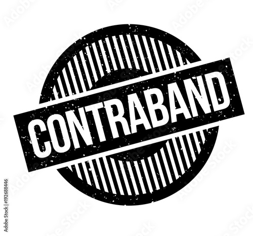 Contraband rubber stamp. Grunge design with dust scratches. Effects can be easily removed for a clean, crisp look. Color is easily changed.
