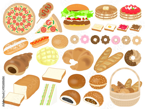 ベーカリーのイラストセット