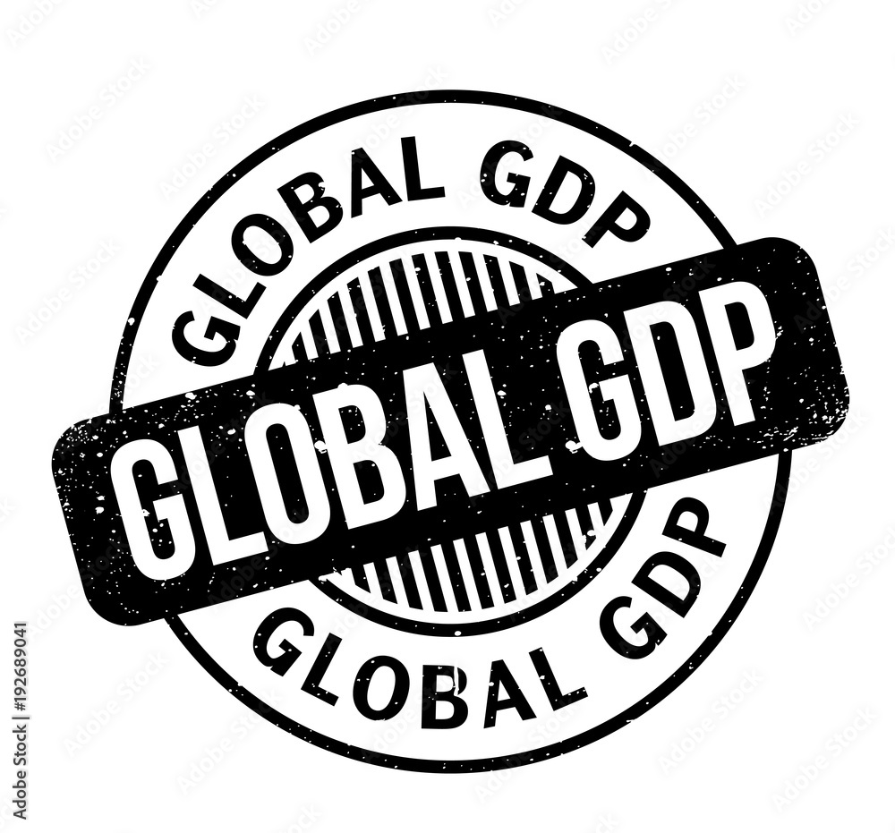Global GDP rubber stamp. Grunge design with dust scratches. Effects can be easily removed for a clean, crisp look. Color is easily changed.