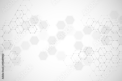 Geometric abstract background with hexagon molecule.