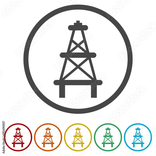 Oil rig, Oil Gusher icon, 6 Colors Included © sljubisa