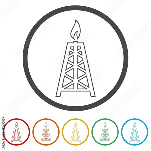 Oil rig, Oil Gusher icon, 6 Colors Included