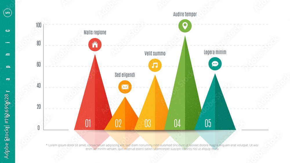Textured infographic bar chart template with 5 options. Vector design ...
