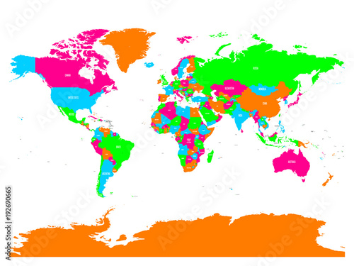 Fototapeta Naklejka Na Ścianę i Meble -  Colorful vector political map of World with country names and capital cities.