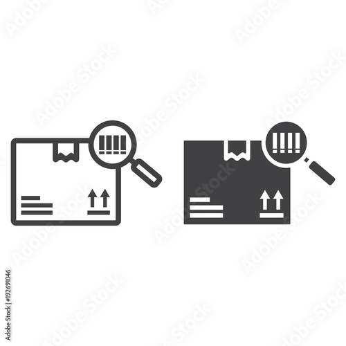 Tracking parcel line and glyph icon, logistic and delivery, find barcode sign vector graphics, a linear pattern on a white background, eps 10.