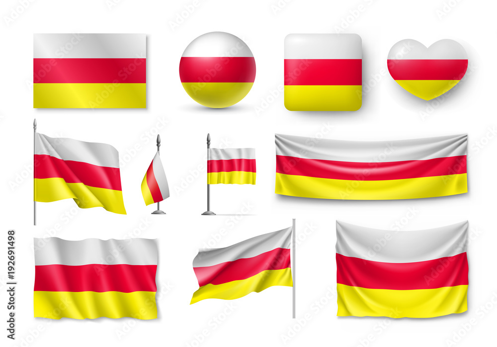 Set South Ossetia Flags Banners Banners Symbols Relistic Icon Vector Illustration Of 1640