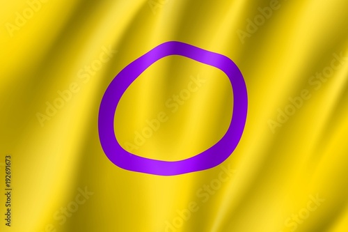 Intersexual symbol people, realistic waving flag. Symbol of usual sexual orientation. Vector illustration of a colorful element