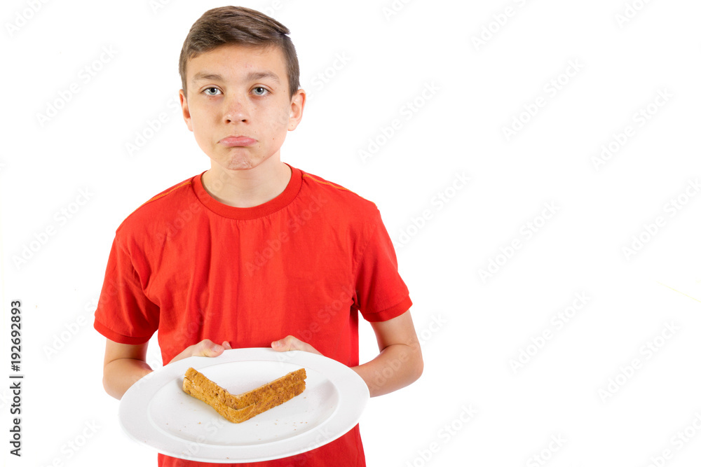 Young caucasian teenage boy with a sandwich Young caucasian teenage boy with a sandwich