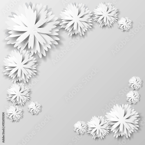 Paper floral background. Background with paper flowers. Vector illustration