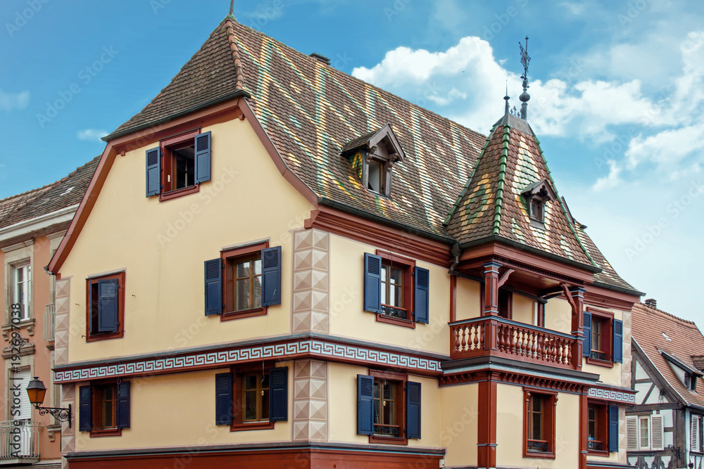 Obernai.  Maison typique alsacienne. Alsace, Bas Rhin
