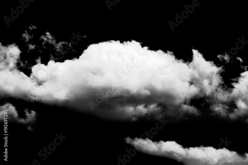 White clouds isolated on black background.