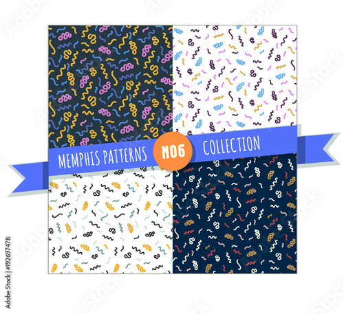 Obraz na płótnie Memphis seamless pattern collection w salonie
