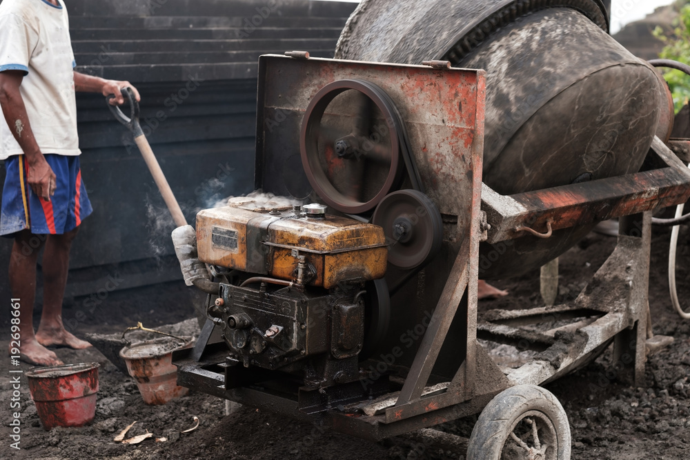 cement mixer at a construction site outside cement mixer at a construction site outside