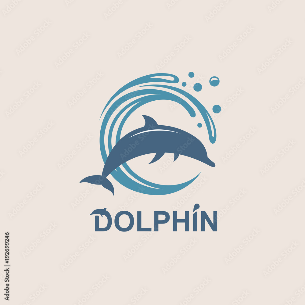 Obraz premium streszczenie godło skoków delfinów i fal morskich