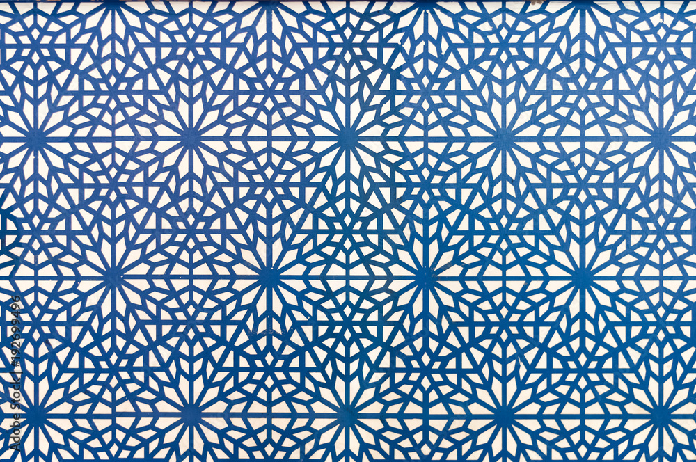 arabic style pattern blue lines on white background