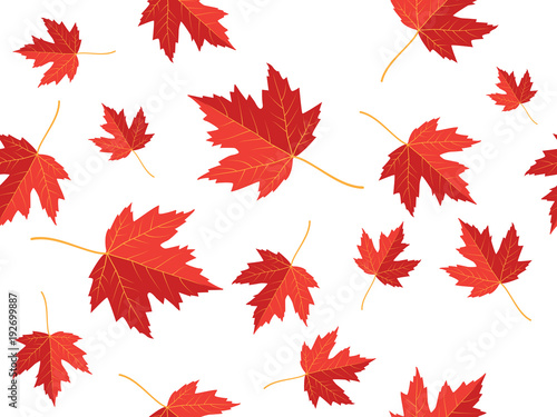red maple leaf vector seamless pattern for wallpaper, background, cover, greeting card, fabric textile