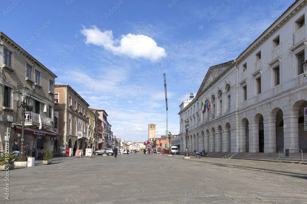 Chioggia, Italy - February 13, 2018: Historic center of Chioggia. Venice. Old town of Chioggia in italy...