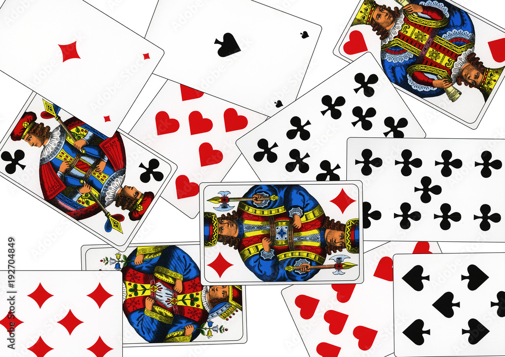 Playing cards that are called Piqued. With these cards, different card games can be played. Playing cards that are called Piqued. With these cards, different card games can be played.