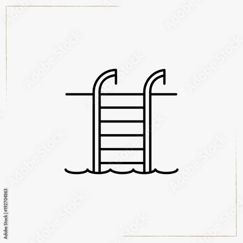 swimming pool ladder line icon
