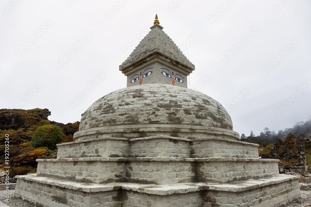 Buddhist Stupa near Khumjung village in EBC trekking in Nepal