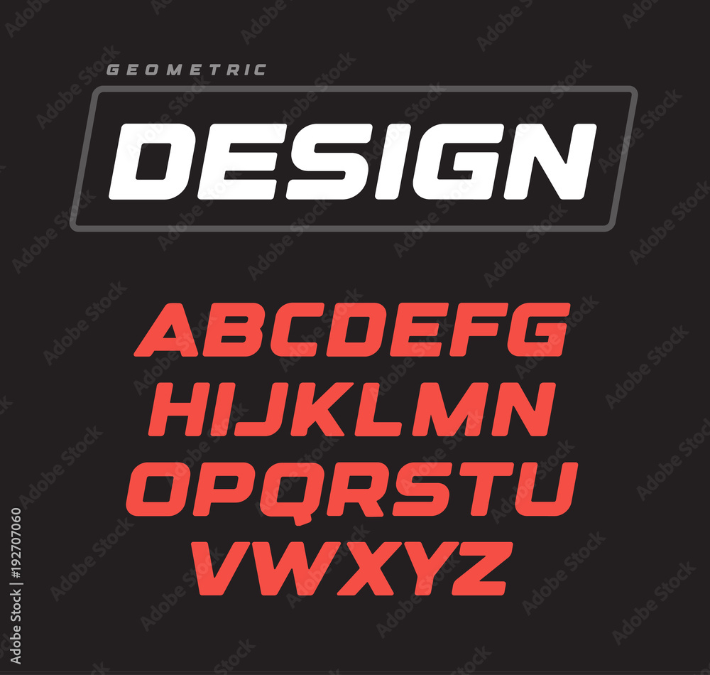 Italic bold geometric alphabet design. Sport game vector font template