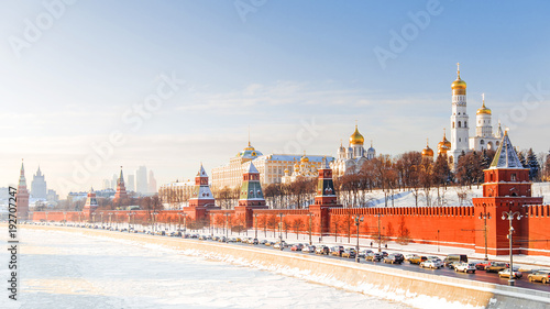 Fotografia winter panorama of the Moscow Kremlin, Russia