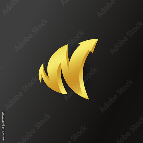 Gold unusual arrow up logo, education training corporate vector gold sign.
