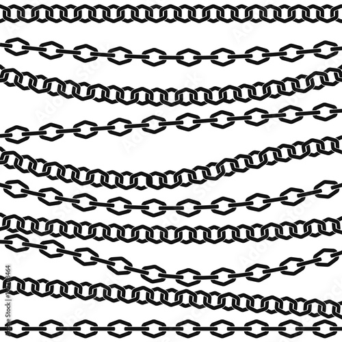 Chain vector pattern. Black silhouette on white background.