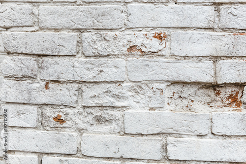 Old white brick wall background close-up