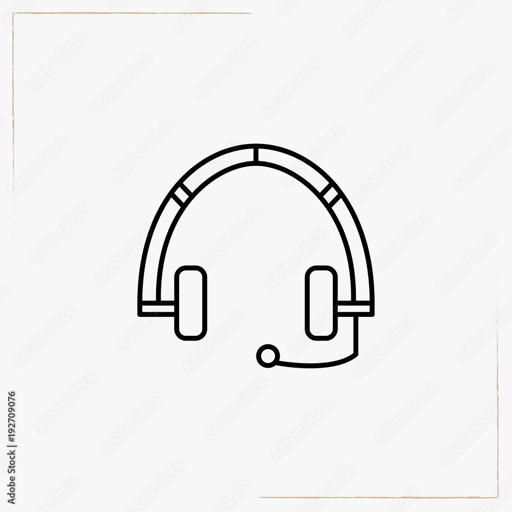 head phone with microphone line icon head phone with microphone line icon