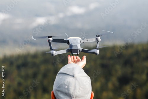 Man launches photo drone to fly