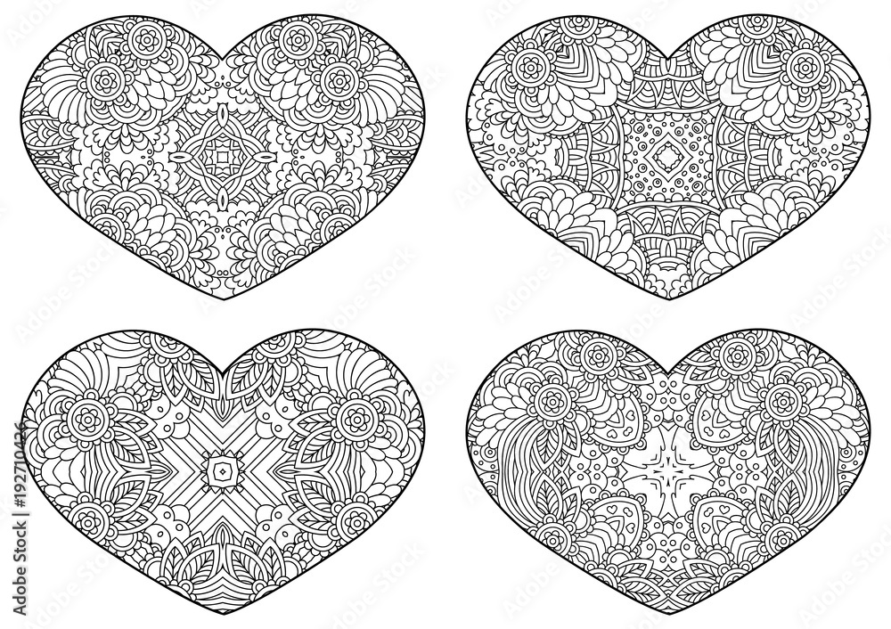 Set of decorative hearts.