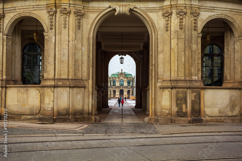View to the historical buildings of the famous Zwinger palace in Dresden  Germany