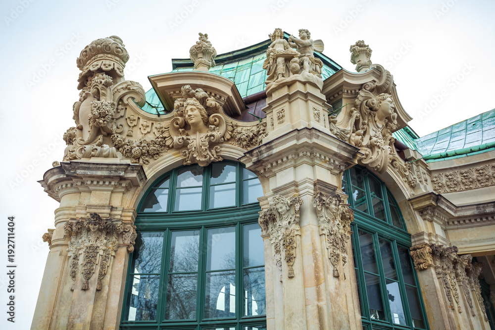 Naklejka premium View to the historical buildings of the famous Zwinger palace in Dresden, Germany