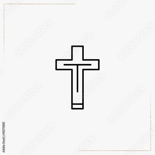 christian cross line icon