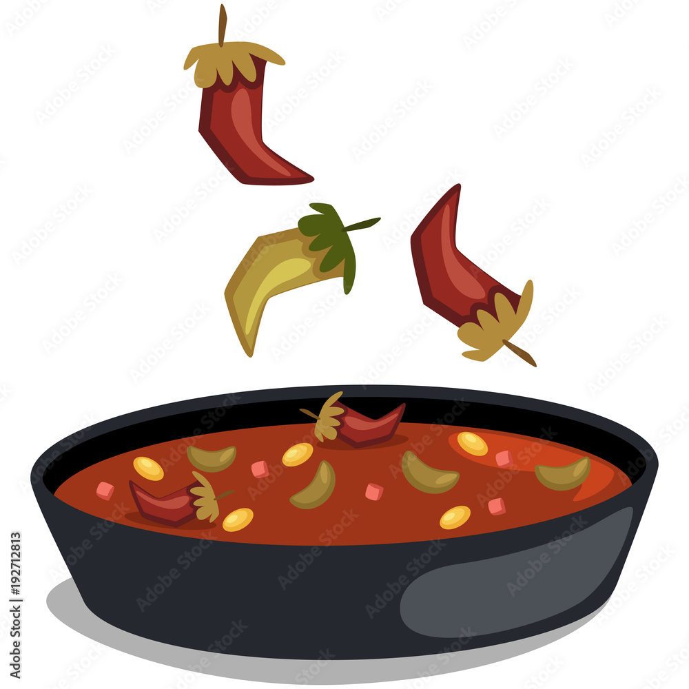 Chile con carne. Mexican traditional food. Soup with chili and beans