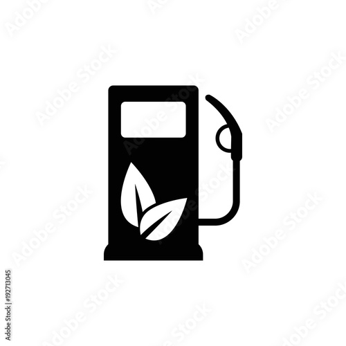 Gas station icon with leaves vector icon. Eco fuel symbol.