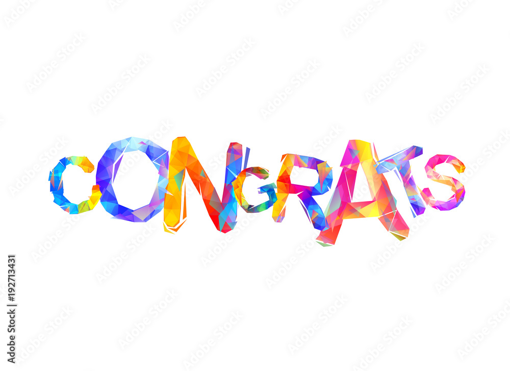 Congrats. Vector inscription of triangular letters Congrats. Vector inscription of triangular letters