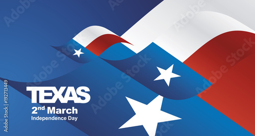 Independence Day TEXAS flag ribbon landscape blue background greeting card