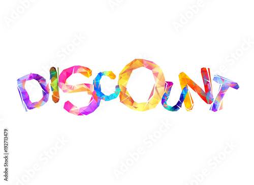 Discount. Vector word of triangular letters