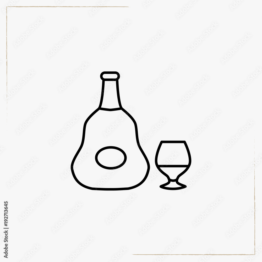 drink bottle with glass line icon drink bottle with glass line icon