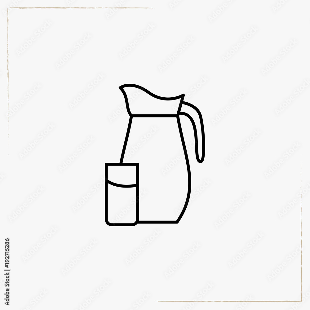 carafe with glass line icon carafe with glass line icon