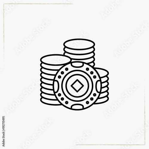 casino chips line icon