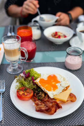 Breakfast with fried eggs