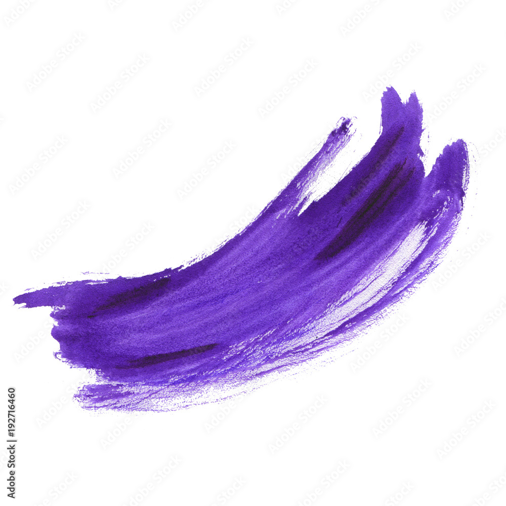 Watercolor ultra violet dry brushstroke. A smear with a dry brush for your creativity. Purple, lavender, eggplant color. High quality.