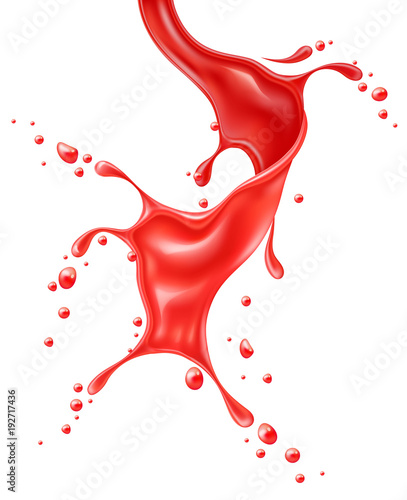 Vector realistic red tomato juice splash